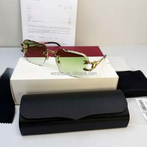 Gafas de Sol de Diseñador Sin Montura con Logotipo, con Estuche, Unisex, Corte de Diamante, UV400, Gafas de Sol de Lujo - Product Image 4