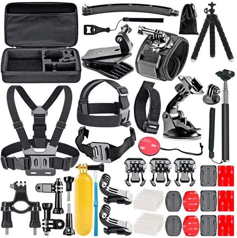 Conjunto de acessórios de câmera, suporte para câmera gopro session 5 4 hero 4 3 2 go pro 10 9 7 8 50 em 1