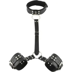 SM Couple Alternative Bundles Wrist Cuffs Sex Restraint Set Backhand Bondage Sex Items Stuffed Leather Straps Handcuffed Toy