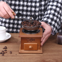 Moulin à café manuel de luxe, mini moulin à café domestique en métal, logo personnalisé disponible, design minimaliste, boîte en bois