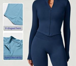 Chaqueta Deportiva Popular para Mujer, Ropa de Yoga y Fitness, Logotipo Personalizado, Corte Ajustado, Ropa Deportiva con Cremallera Completa, Conjunto Corto para Mujer - Product Image 1