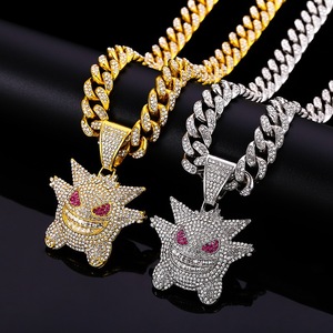 Nuovo Arrivo Collana Hip Hop Gengar con Catena Cuban Link da 13mm e Ciondolo Bling Piccolo Mostro in 3 Colori, Regalo da Uomo, Gioielli in Lega - Product Image 6
