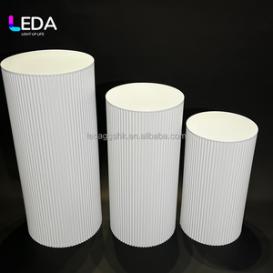 LEDA Modern Wedding Decoration <b>Set</b> of 3 White Metal Plinth Pedestal <b>Cake</b> <b>Stand</b> for Events Decor - Product Image 1