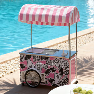 <b>Trolley</b> Mobile Food Truck Trailer Display Freezer Gelato Ice Cream Cart - Product Image 3