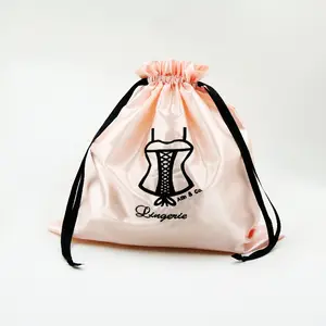 도매 사용자 정의 로고 재활용 부드러운 Drawstring 가방 새틴 먼지 가방 Drawstring