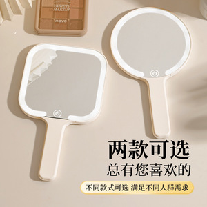 Portable <b>Makeup</b> <b>Mirror</b> With Led <b>Light</b> Square Khaki Aluminum Lens Touch Control For Home And Students - Product Image 3