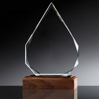 Trofeo de Cristal Grabado Personalizado al por Mayor, Placa con Base de Madera, Medalla de Cristal en Blanco para Ceremonias, Recuerdos y Honores