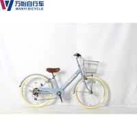 Bicicleta Urbana Clásica de 22/24 Pulgadas con Cuadro de Acero, 6 Velocidades, para Adultos, Material de Acero, Bicicleta para Mujer