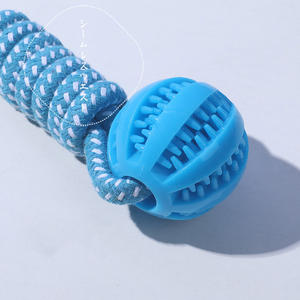 Resistente corda intrecciata e palla di gomma giocattoli da masticare per la dentizione cuccioli regalo di peluche per gatti per giocare - Product Image 6