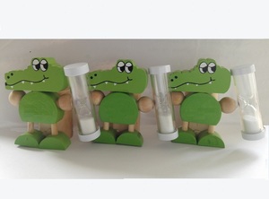 Support de brosse à <span class=keywords><strong>dents</strong></span> en bois <span class=keywords><strong>pour</strong></span> enfants, motif crocodile de dessin animé, avec minuteur de brossage, jouet <span class=keywords><strong>pour</strong></span> enfants - Product Image 5