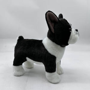 Jouet réaliste en peluche de bouledogue français de 11 pouces-chien en peluche noir et blanc ultra doux, peluche de chiot de confort mignon pour les enfants - Product Image 5