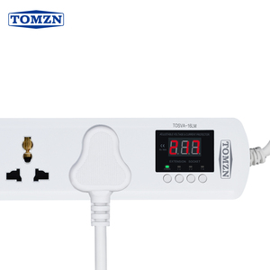 TOMZN Regleta <span class=keywords><strong>de</strong></span> 4 tomas con protector <span class=keywords><strong>de</strong></span> voltaje y corriente ajustable, enchufe universal para Reino Unido, AC230V 1-16A 50/60Hz, con pantalla <span class=keywords><strong>de</strong></span> voltaje - Product Image 3