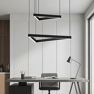Lámpara Colgante LED Triangular Negra Moderna, Regulable, Estilo Arquitectónico Lineal, para Recepción, Loft de Concreto - Product Image 5