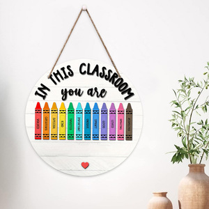 Señalización de madera para el aula, decoraciones para la puerta principal, letreros redondos de madera, placas para puertas y decoraciones para el regreso a clases están disponibles. - Product Image 2