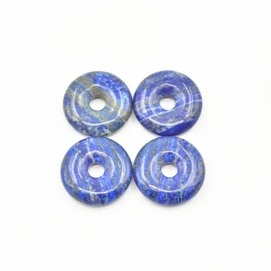 Miss Stone 2023 dicker Form Anhänger Halbedelstein Naturstein Lapis Lazuli Donut 45 mm Damen 925 Silber Set ausgezeichnet