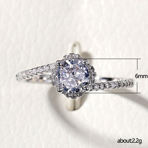 Anello con fiore in cristallo per donna, elegante, per ufficio, feste, uso quotidiano, accessori moda - Product Image 5