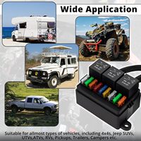 Kit de Caja de Fusibles y Relés Precableada de 12V y 9 Vías con 3 Relés de 4 Pines de 40A y 9 Fusibles ATC/ATO para Autocaravanas y Casas Rodantes