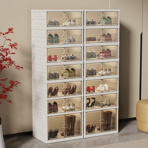 Nhựa lưu trữ giày hộp PP có thể gập lại rõ ràng cứng hiển thị Giày tổ chức <span class=keywords><strong>Stackable</strong></span> Tủ giày giá với đôi Cửa trong suốt - Product Image 6