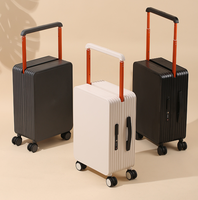 Valise trolley moderne à poignée souple en alliage d'aluminium, 20 pouces, 4 roues, avec barre de traction centrale large, en polycarbonate, étanche