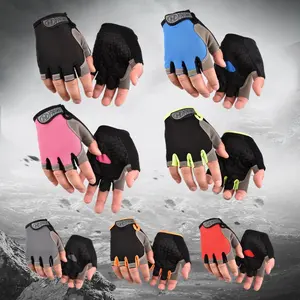 Gants demi-doigts respirants anti-dérapants pour hommes et femmes, gants de sport anti-choc, gants de vélo et vélo