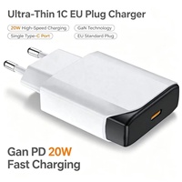 Chargeur rapide USB-C PD HNT 20W, prise EU, ultra fin, adaptateur secteur mural PD3.0 PPS compatible avec iPhone Samsung Galaxy S22 S23 S24