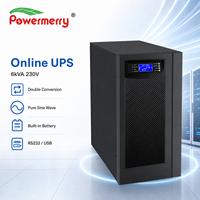 UPS Online 6kVA 230V 50Hz Fase Tunggal dengan Baterai Asam Timbal Terintegrasi, Gelombang Sinus Murni, Cadangan Daya untuk Peralatan Jaringan Ruang Server