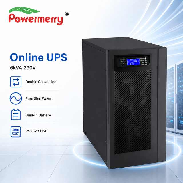 6kVA 230V 50Hz Single Phase Online UPS Built in Lead Acid Battery Pure Sine Wave Backup Power for Server Room Network Equipment