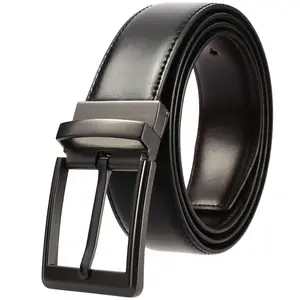 LQbelt nuevo Pin hebilla de cinturón de cuero genuino de los hombres al por mayor correas Reversible dos color giratoria de fábrica OEM logotipo personalizado