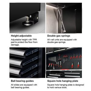 TOMAC Profi-Garagenmöbel – Abnehmbare Große Werkstatt-Edelstahltischplatte mit Rollbarem Garagenschrank und Werkzeugwagen - Product Image 3