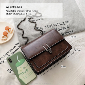 Trendy Fashion Lady PU Leather Women Purse and <strong>Handbags</strong> With <strong>Chain</strong> Retro Women's <strong>Designer</strong> <strong>Handbag</strong> Purses for Girls - Product Image 2