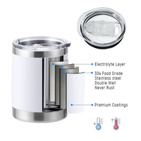 Gobelet isotherme en acier inoxydable de 10 oz avec revêtement en poudre personnalisé, gobelets de voyage colorés avec couvercle