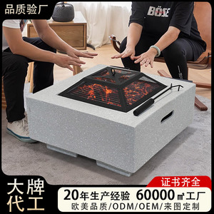 Outdoor Fire Pit Stone Look Grill With Cooking Grate For Garden Patio Wood Burning Stove - Product Image 4