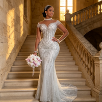 Robe de mariée sirène moderne longue grande taille avec traîne chapelle détachable et décorations en dentelle, fabriquée en Chine pour mariages et occasions spéciales