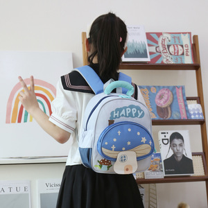 Nueva moda mochila para niños jardín de infantes lindo pequeño hongo doble bolso de hombro Unisex viaje poliéster - Product Image 4