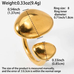 Bague ouverte géométrique en acier inoxydable plaqué or 18 carats pour femme, tendance, cadeau de mariage, fiançailles, fête, anniversaire - Product Image 6
