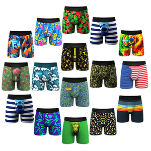 男性用通気性クラシックボクサーブリーフ快適圧縮ナイロンショーツシームレスプリント持続可能なカスタムロゴパッケージバッグ - Product Image 2