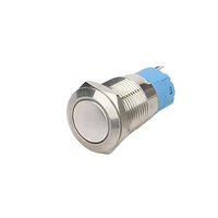 16 19 22mm verrouillage momentané étanche 12V-24V 1NO 1NC acier inoxydable métal bouton poussoir anneau LED avec fil prise de courant