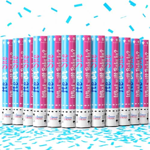Boy or Girl Gender Reveal <b>Confetti</b> Launcher <b>Cannon</b> 4 Packs-biodegradable <b>Confetti</b> and Smoke Powder pink and Blue - Product Image 1