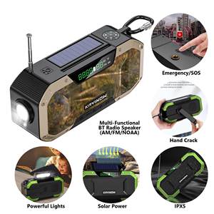 Radio numérique mondiale AM/FM, diffusion d'urgence, haut-parleurs multifonctions, radio solaire avec batterie externe 5000 mAh, SOS, survie - Product Image 2
