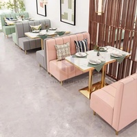 Meubles de café, tables et chaises de restaurant, table en contreplaqué à motif marbré, fabriqués à l'usine de Foshan, Guangdong.