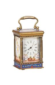 Imitated From 18th French Little Brass Cased Cloisonne Porcelain Dial 8 Day Repeater Mechanical Movement <strong>Carriage</strong> Travel <strong>Clock</strong> - Product Image 4