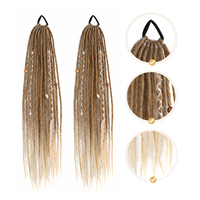 Queue de cheval élastique perlée mate pour femme, extension de cheveux tressée en corde de couleur bohème