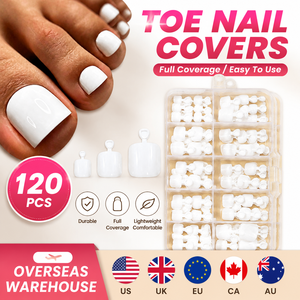 120 <span class=keywords><strong>faux</strong></span> <span class=keywords><strong>ongles</strong></span> de pieds carrés courts blancs solides à presser, en boîte, réutilisables, vente en gros, livraison depuis entrepôt étranger - Product Image 1
