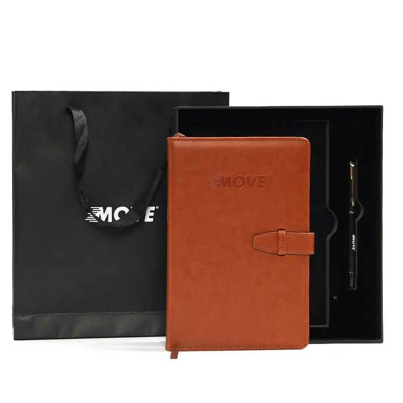 Набор блокнотов A5 с выгравированным логотипом на заказ, коричневый блокнот в твердой обложке с ручкой и подарочной коробкой