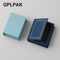 Nouvelle conception de boîte à bijoux, boîte magnétique de style livre, couverture en mousse, insert en velours, logo en feuille d'or pour boîte à bijoux cadeau