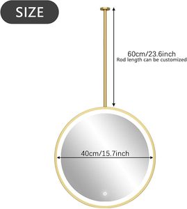 <span class=keywords><strong>Miroir</strong></span> LED suspendu au plafond rond, miroirs de salle de bain, <span class=keywords><strong>grand</strong></span> <span class=keywords><strong>miroir</strong></span> décoratif circulaire adapté aux hôtels, appartements, entrées - Product Image 2