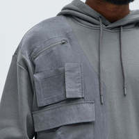Sweat-shirts multi-poches sur mesure pour hommes avec design imprimé, mélange de coton, style sportif streetwear d'automne