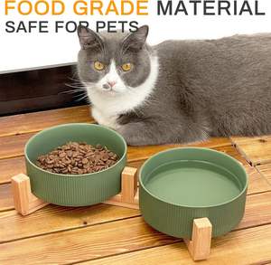 Manufacturer Wholesale Multi Colors <b>Ceramic</b> Wooden Frame Pet Cat <b>Dog</b> Bowl - Product Image 4