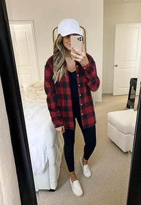 <span class=keywords><strong>Camicia</strong></span> <span class=keywords><strong>Oversize</strong></span> a Quadri per <span class=keywords><strong>Donna</strong></span>, Top Quotidiano in Flanella Morbida e Leggera - Product Image 4