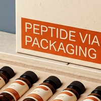 Boîte rigide personnalisée en papier spécial blanc avec couvercle et base pour flacons de peptides, 6 flacons, doublure en éponge, impression offset, soins personnels